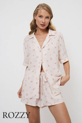 Пижама вискозная с шортами Aruelle Freesia пудровый