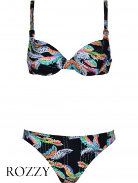 Купальник раздельный пуш-ап Naturana 72558 черный набивной Ф