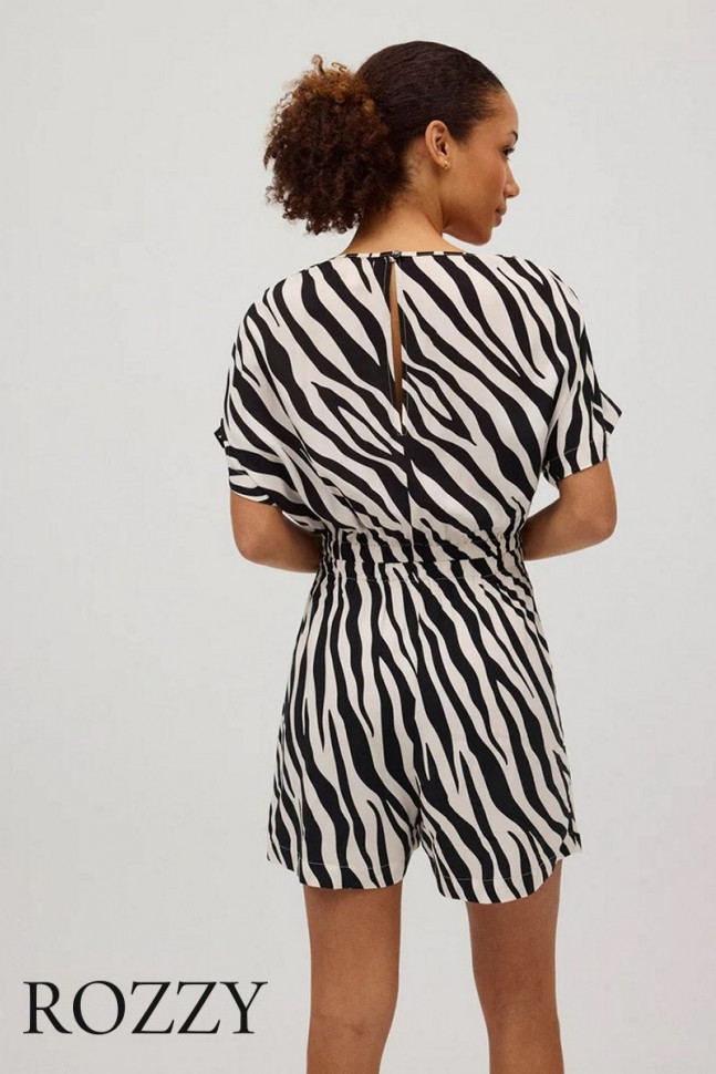 Комбинезон пляжный вискозный Ysabel Mora 86156 черный/белый