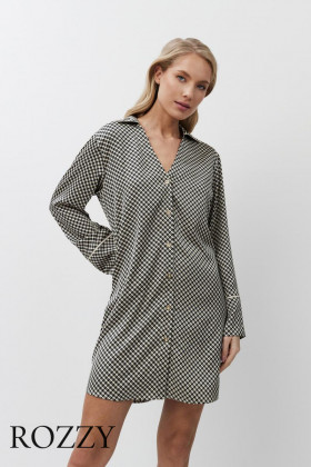 Сорочка атласная Aruelle Romie черный/бежевый