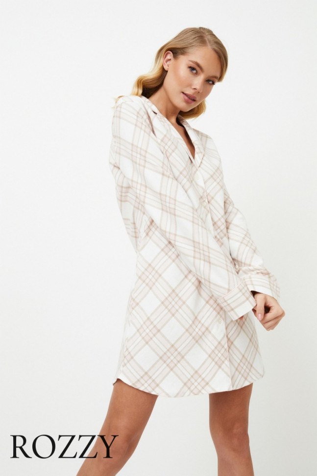 Сорочка фланелевая Aruelle Camille светло-бежевый/молочный