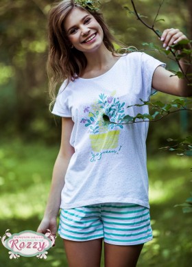 Пижама хлопковая Key LNS 055 белый/зеленый