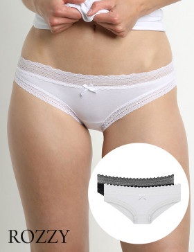 Трусы бикини хлопковые DIM Sexy Fashion 042J белый/черный (уп.2шт.)