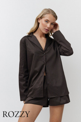 Пижама хлопковая с шортами Aruelle Noemie шоколадный