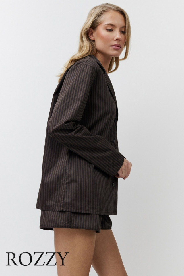 Пижама хлопковая с шортами Aruelle Noemie шоколадный