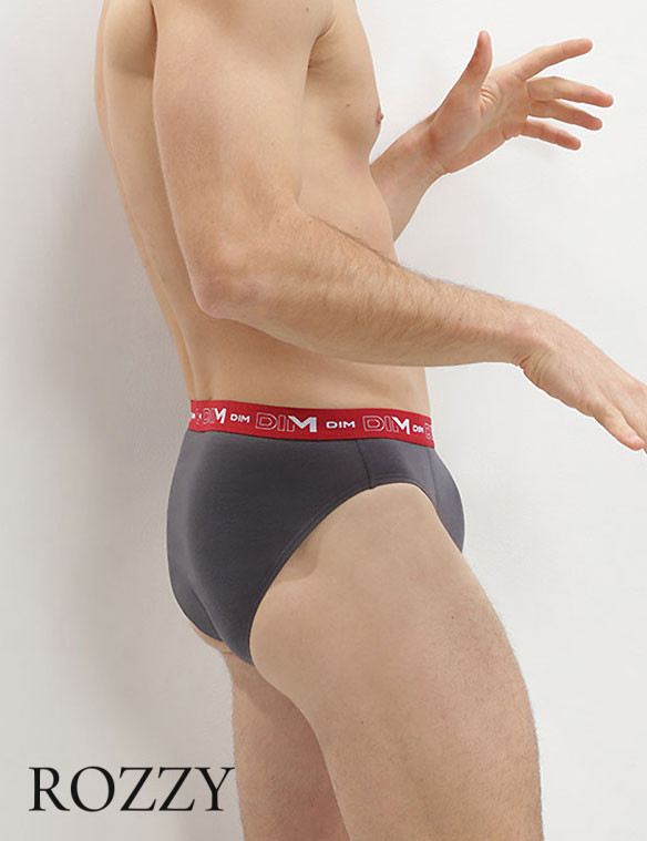 Трусы слипы мужские DIM 6595/3 серый/красный/черный (уп.3шт.)