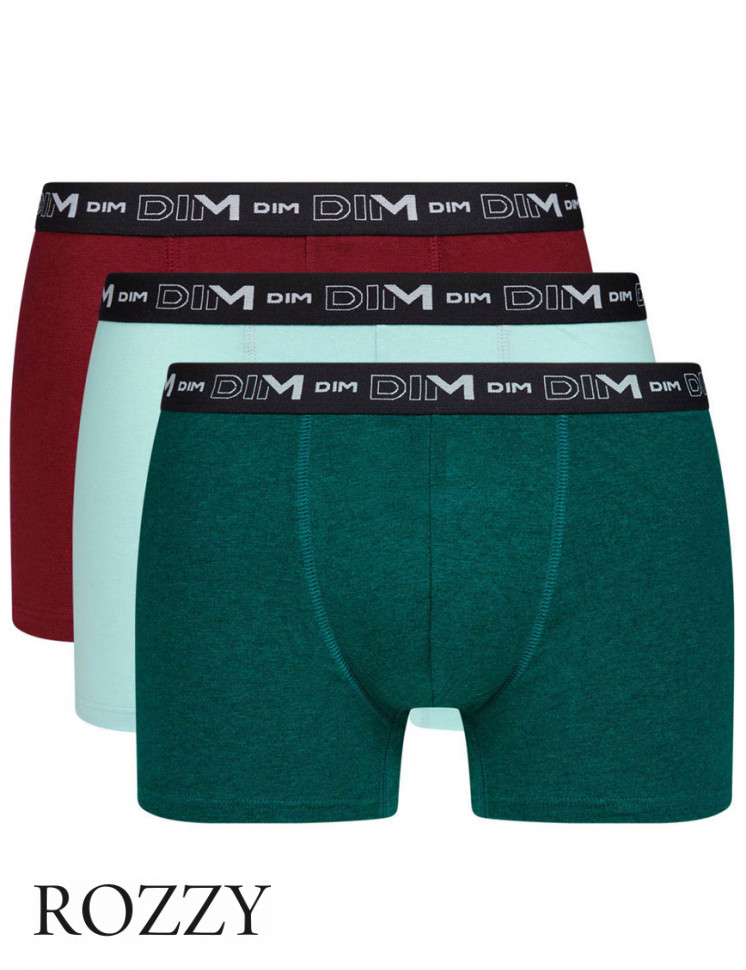 Трусы шорты мужские DIM 6596/3 мята/зеленый/бордо (уп.3шт.)