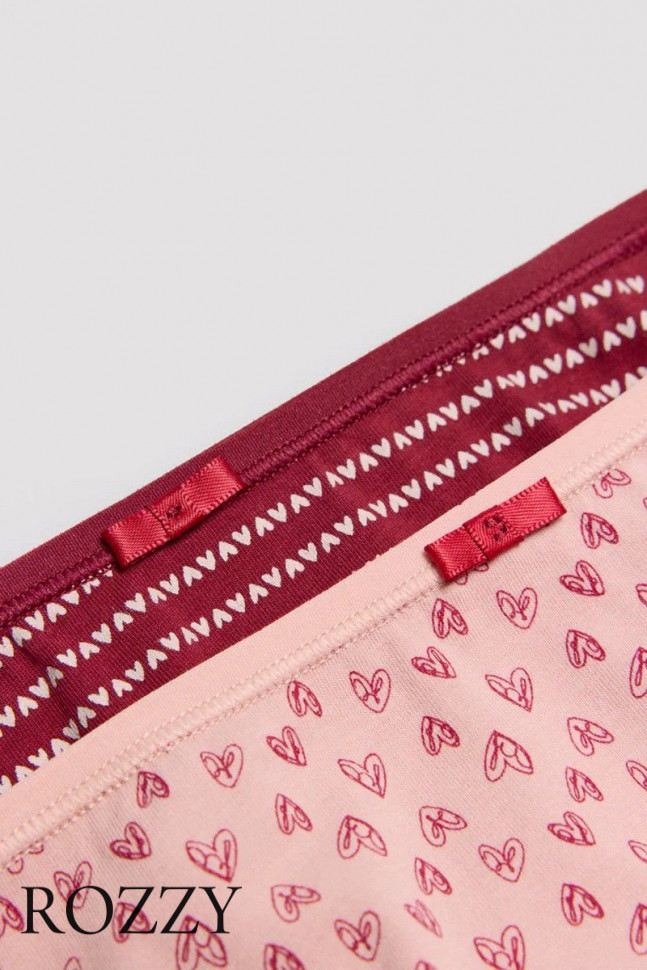 Трусы слипы хлопковые Ysabel Mora 19011 светло-розовый/бордовый (уп.2шт.)