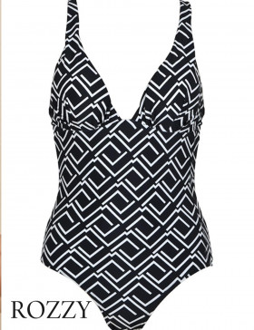 Купальник слитный Naturana 73412 черный набивной Ф