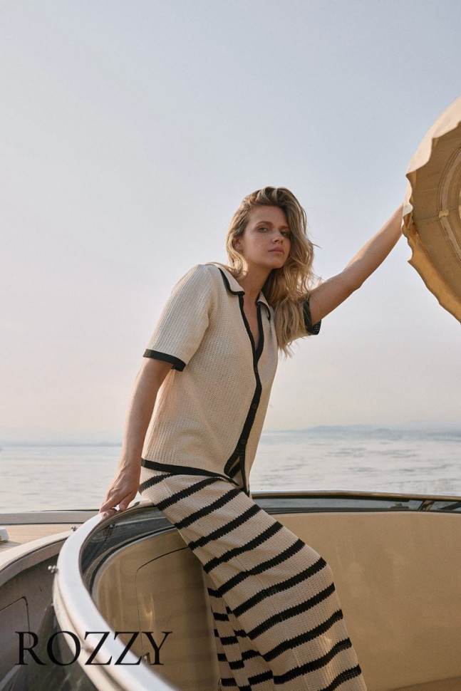 Костюм домашний хлопковый Aruelle Mirage Set светло-бежевый/черный