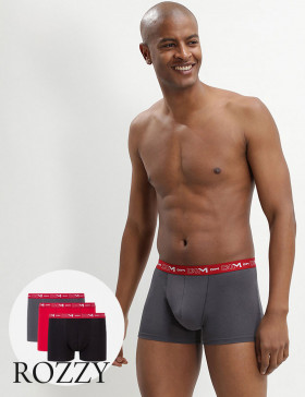 Трусы шорты мужские DIM 6596/3 серый/красный/черный (уп.3шт.)