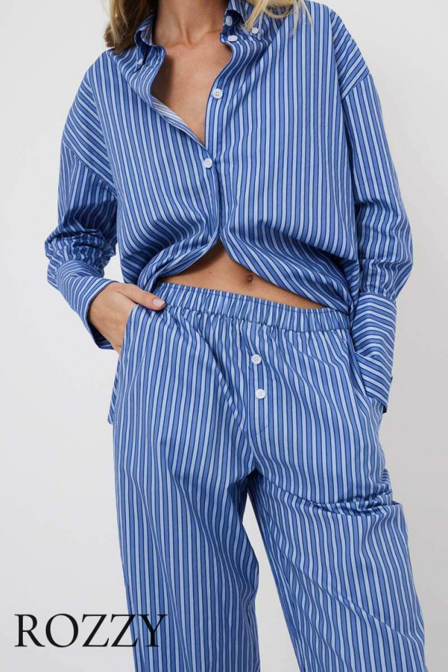 Пижама хлопковая Aruelle Lavinia Set синий