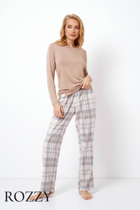 Пижама фланелевая Aruelle Adriane серый/бежевый