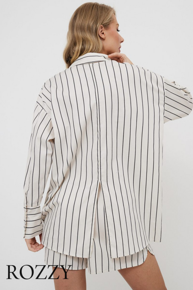 Костюм домашний хлопковый с шортами Aruelle Seraphine Set кремовый