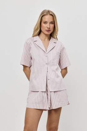 Пижама хлопковая с шортами Aruelle Elow светло-розовый/капучино