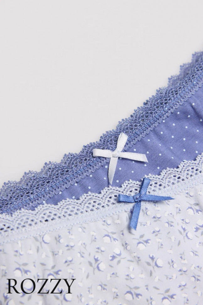 Трусы стринги хлопковые Ysabel Mora 19022 светло-голубой/васильковый (уп.2шт.)