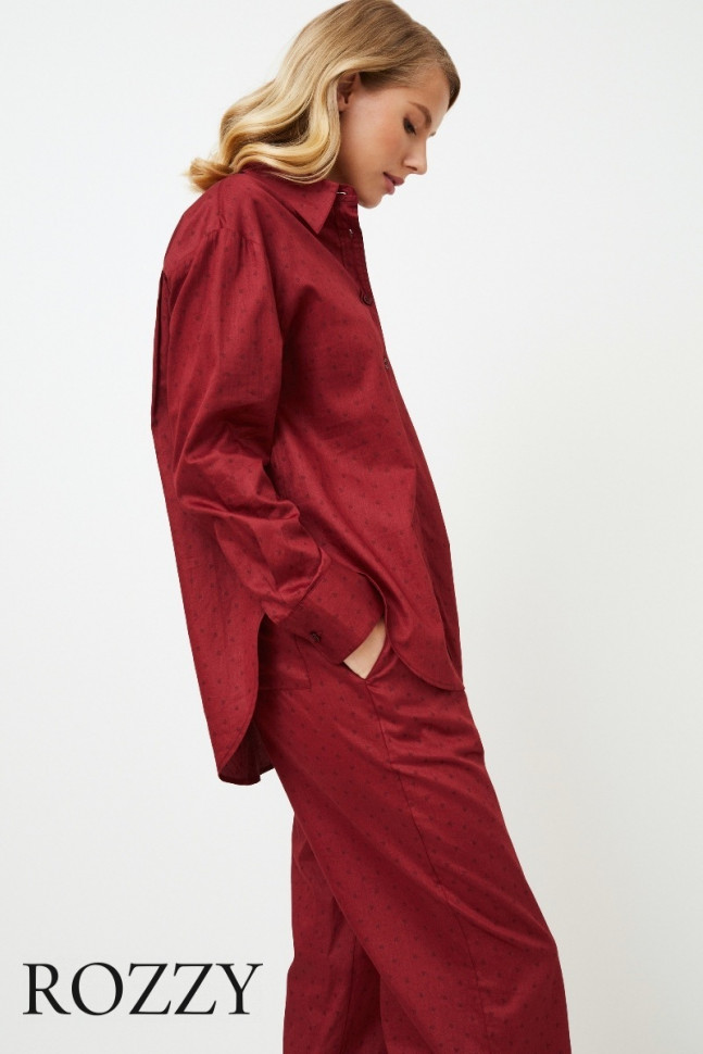 Пижама хлопковая Aruelle Vittoria бургундское вино