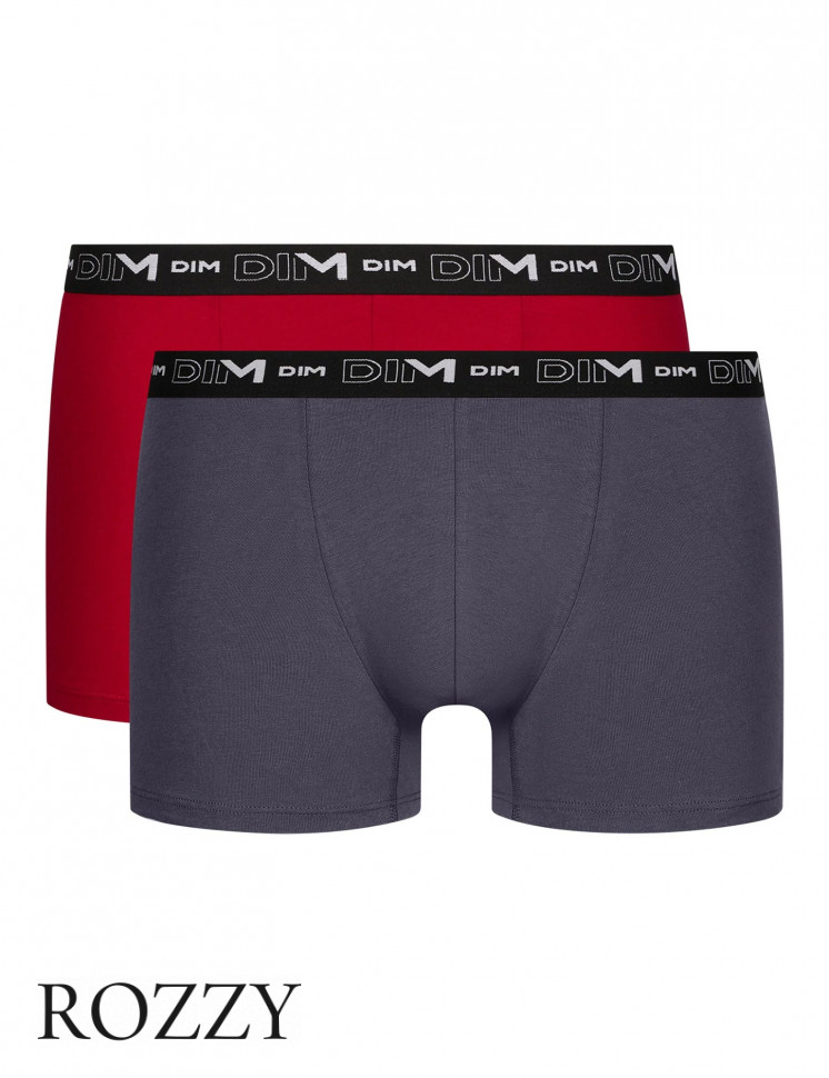 Трусы шорты мужские DIM 6596/2 красный/свинец (уп.2шт.)