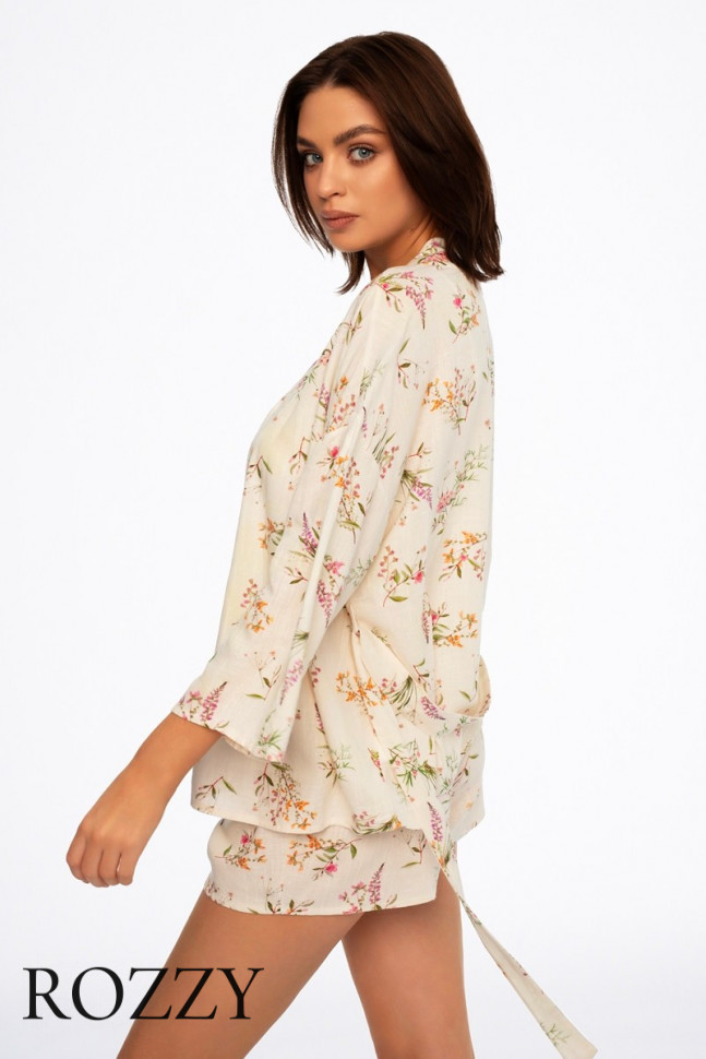 Халат льняной Esotiq Darby 41225 молочный