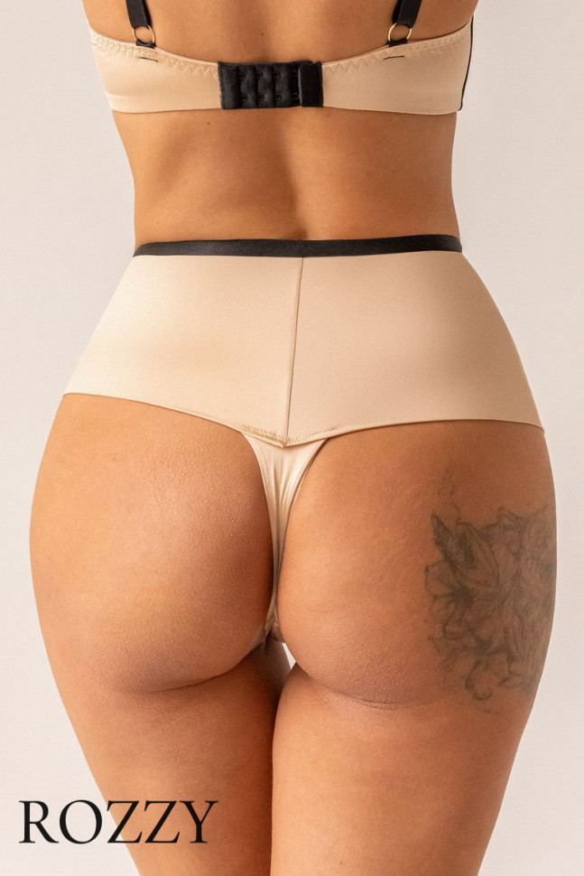 Трусы шорты-стринги Kris Line Oriental бежево-черный