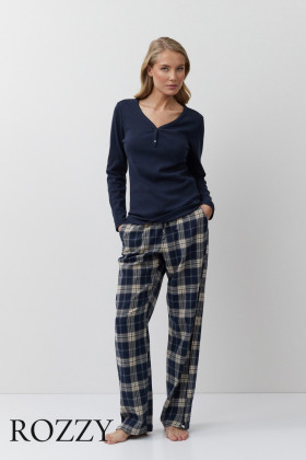 Пижама фланелевая Aruelle Lucie темно-синий/бежевый