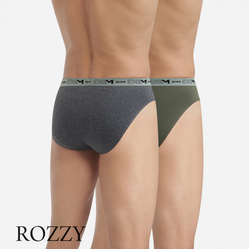 Трусы слипы мужские DIM 0EAZ серый/хаки (уп.2шт.)