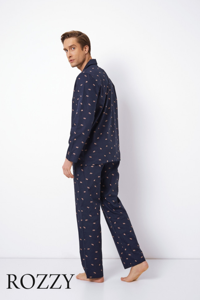 Пижама мужская хлопковая Aruelle Benjamin Blue темно-синий