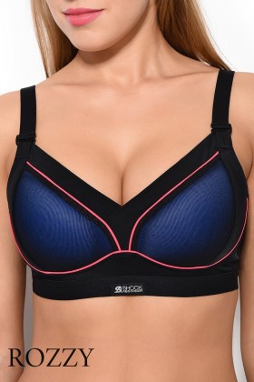 Бюстгальтер спортивный без косточек Shock Absorber S03Z6 черный/синий