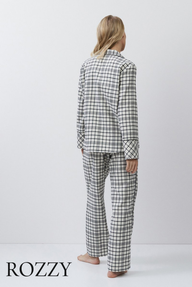 Пижама фланелевая Aruelle Terra светло-бежевый/черный