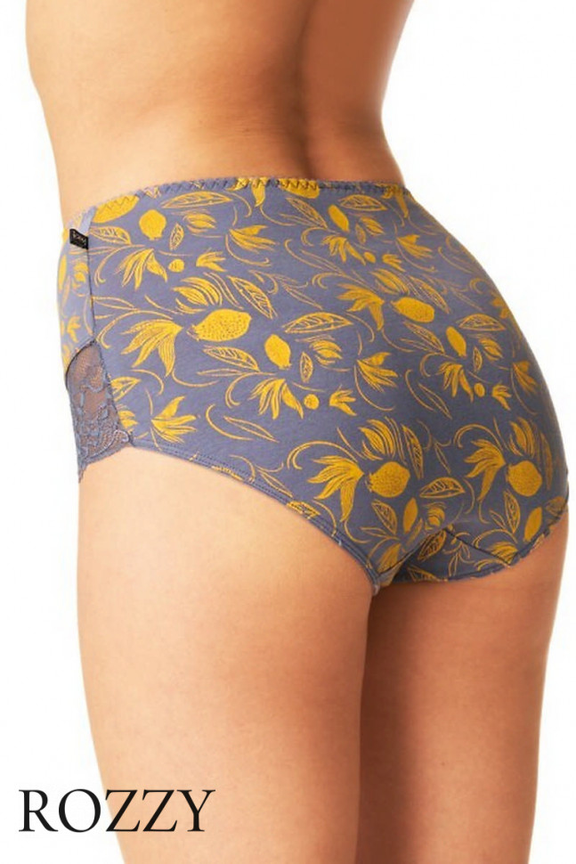 Трусы макси хлопковые Key LPF 910 фиолетовый/жёлтый (уп.2шт.)