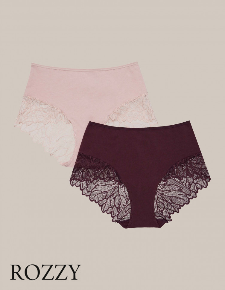 Трусы макси хлопковые Esotiq Pinky 42146 светло-розовый/сливовый (уп.2шт.)