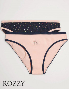Трусы бикини хлопковые Ysabel Mora 19422 светло-розовый/синий (уп.2шт.)