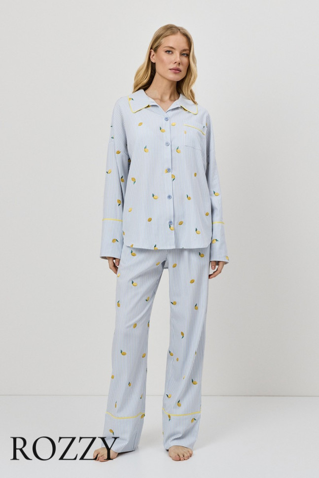 Пижама хлопковая Aruelle Lenora светло-голубой