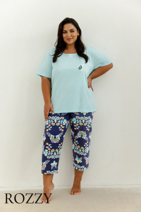 Пижама хлопковая Taro Kristen Maxi 3329/3366 темно-синий/лазурный