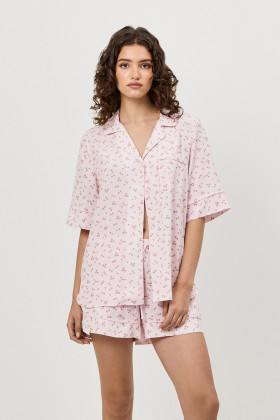 Пижама вискозная с шортами Aruelle Blossom светло-розовый
