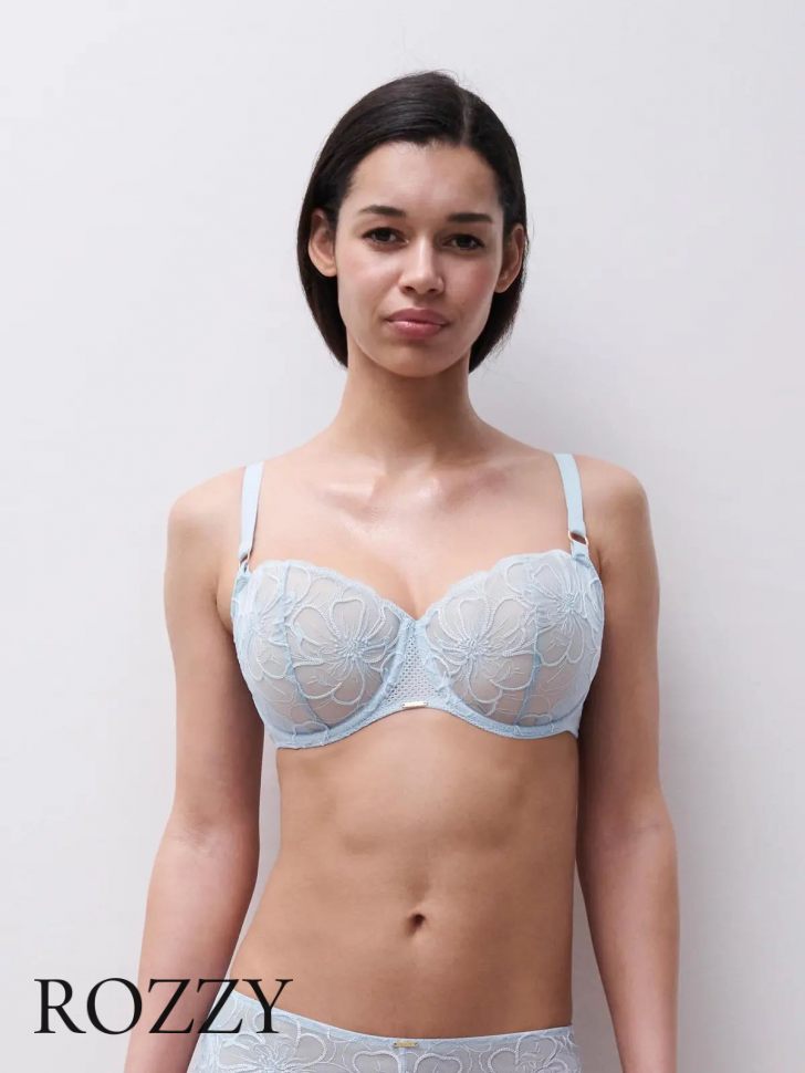 Бюстгальтер балконет Chantelle Fleurs C12M50 голубой