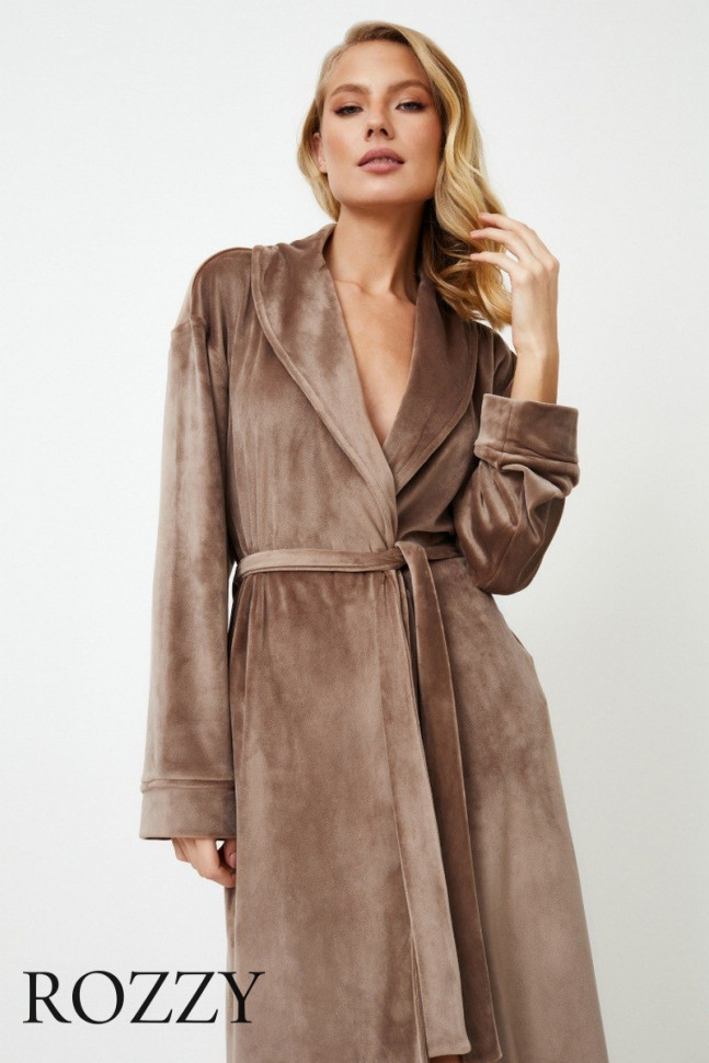Халат велюровый Aruelle Choco кофейный